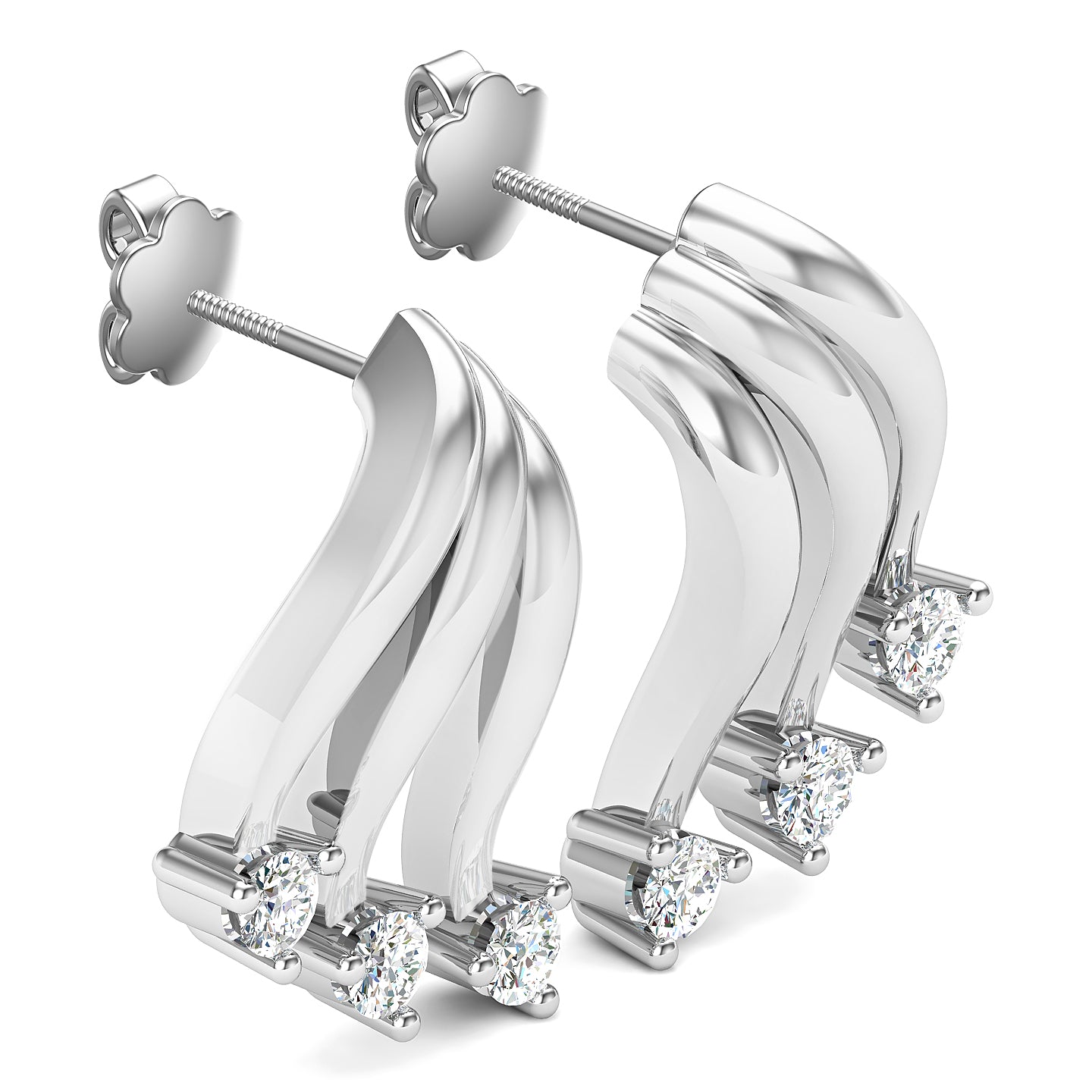 Celestial Charm Platinum Stud Earrings