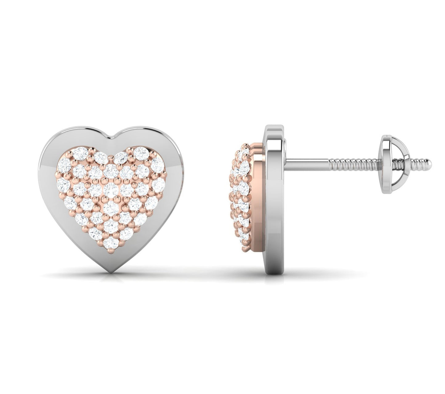 Whispering Heart Studs Two Tone Earrings