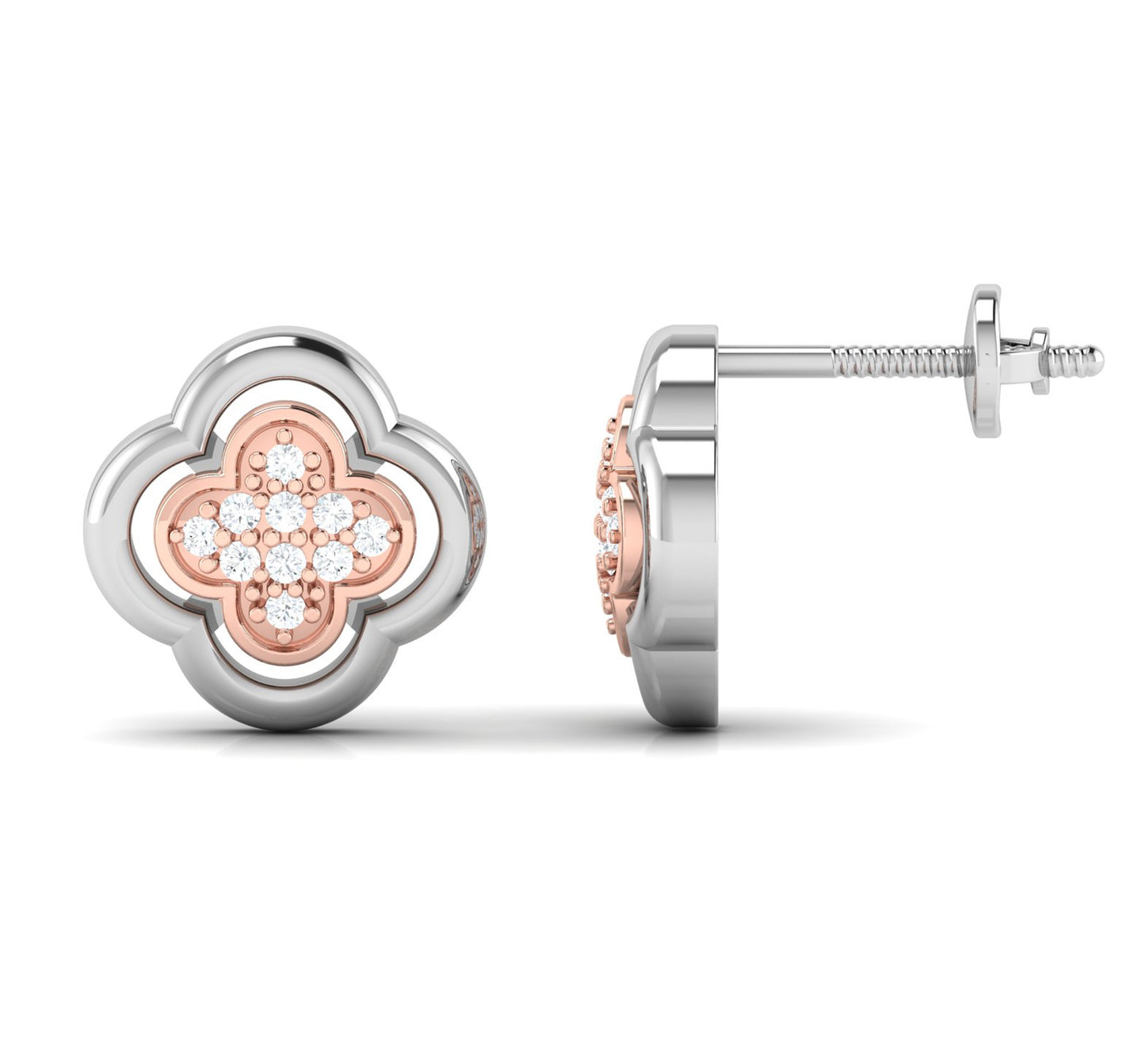 Platinum Delight Two Tone Stud Earrings