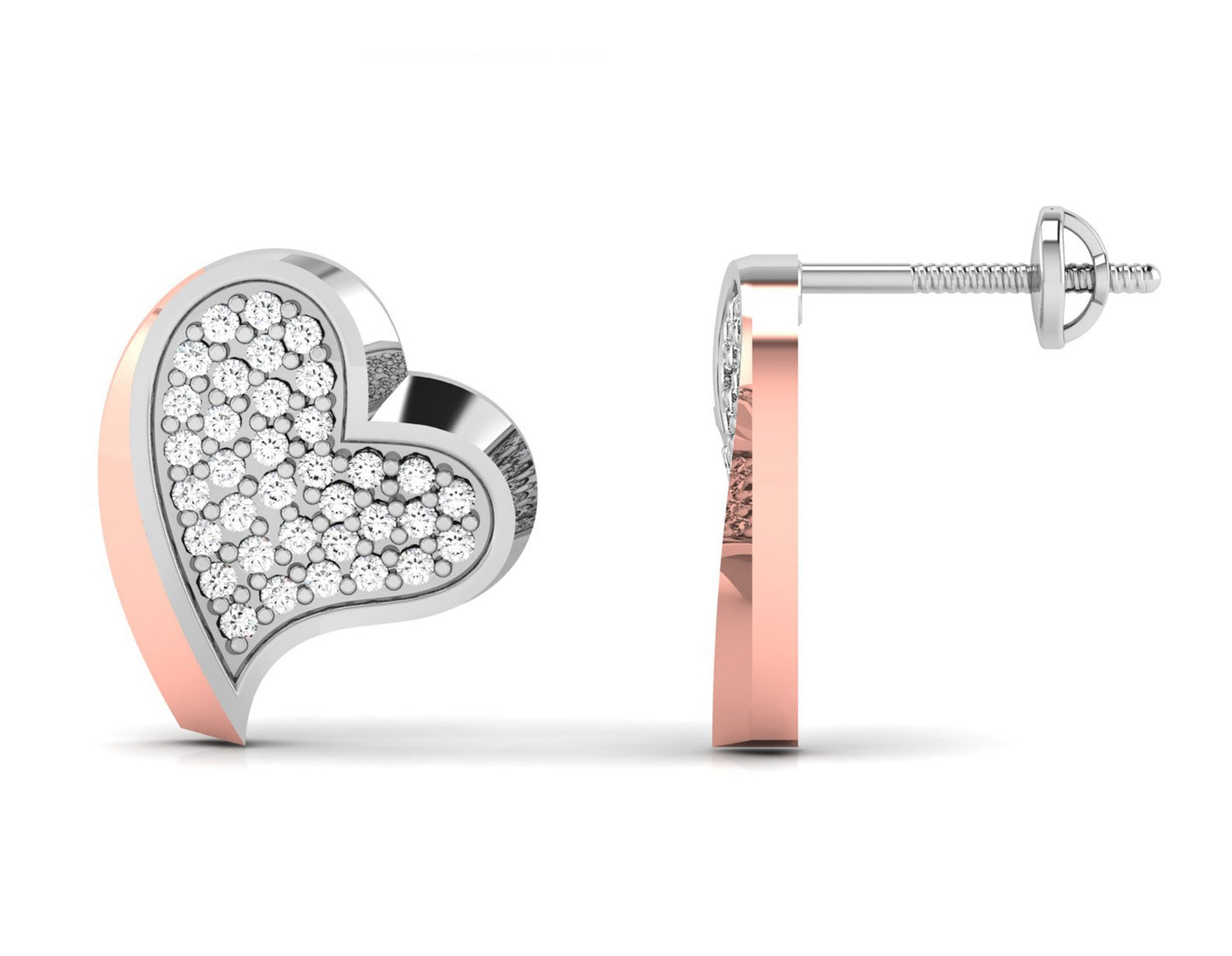 Dazzle Heart Two Tone Earrings