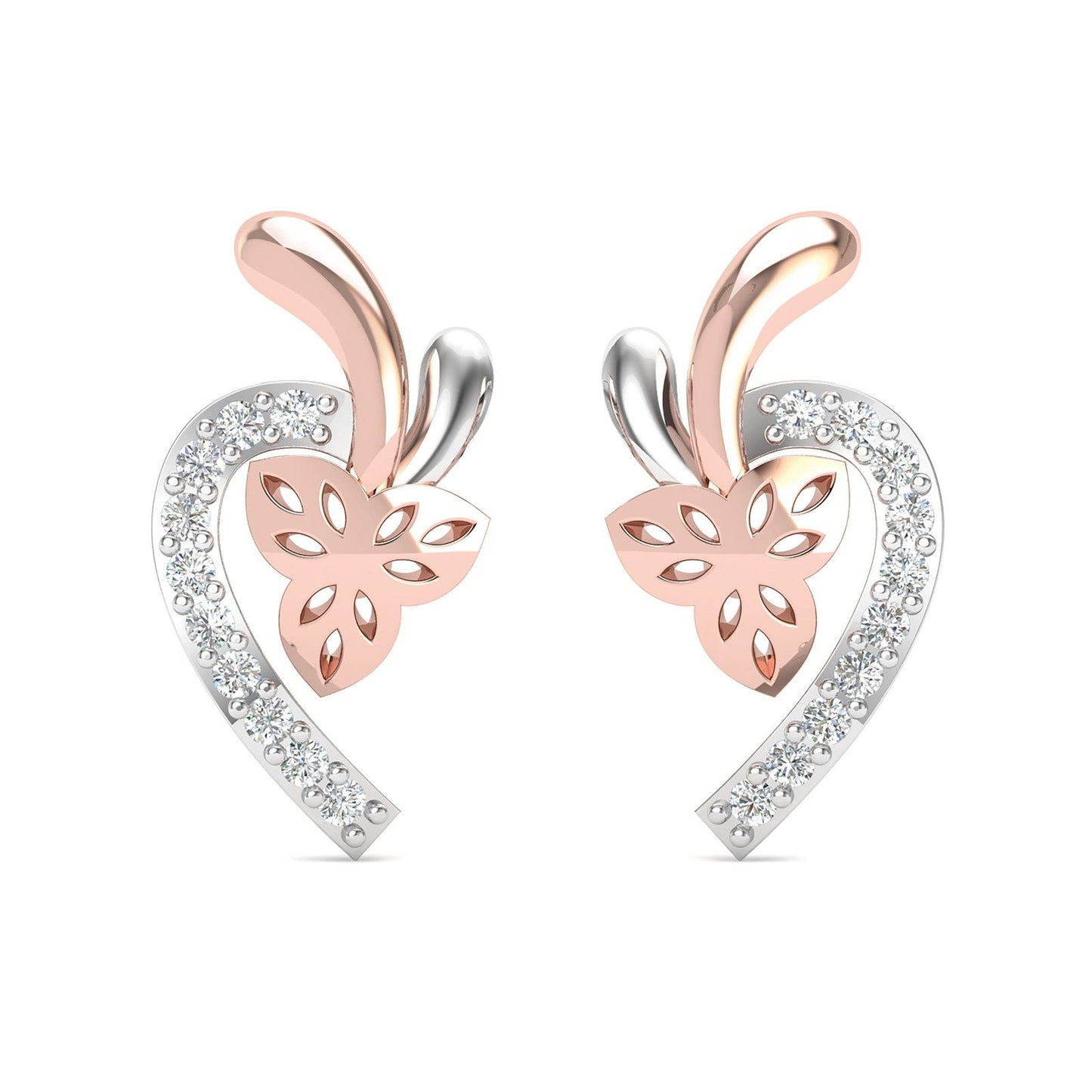 Diamond Radiance Two Tone Stud Earrings