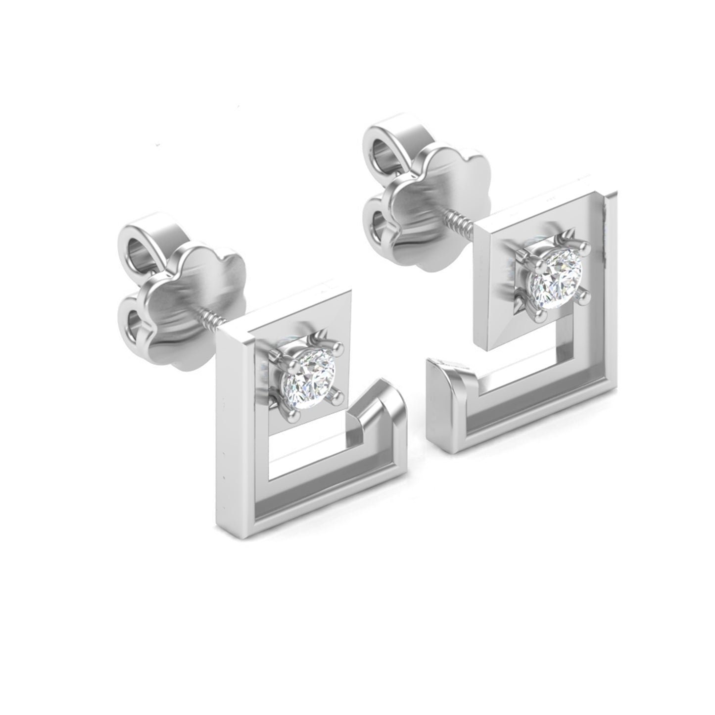 Diamond Halo Platinum Stud Earrings