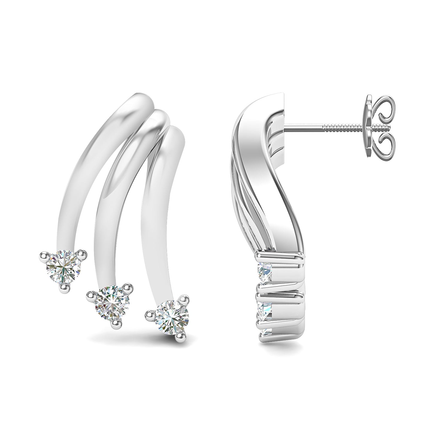 Celestial Charm Platinum Stud Earrings