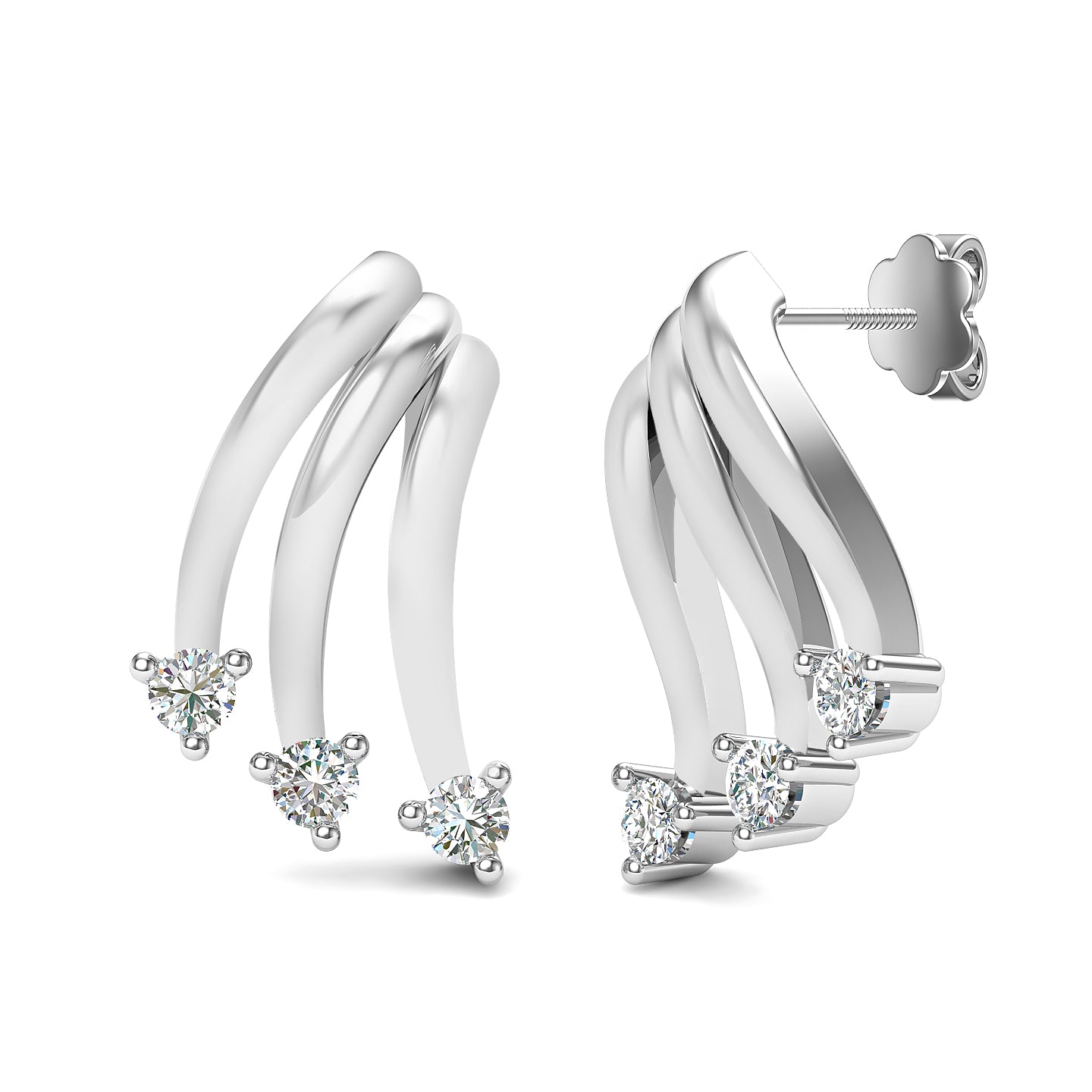 Celestial Charm Platinum Stud Earrings