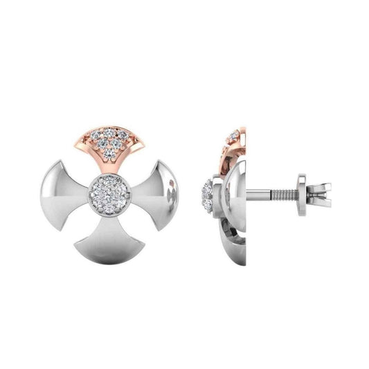 Platinum Jewel Two Tone Stud Earrings