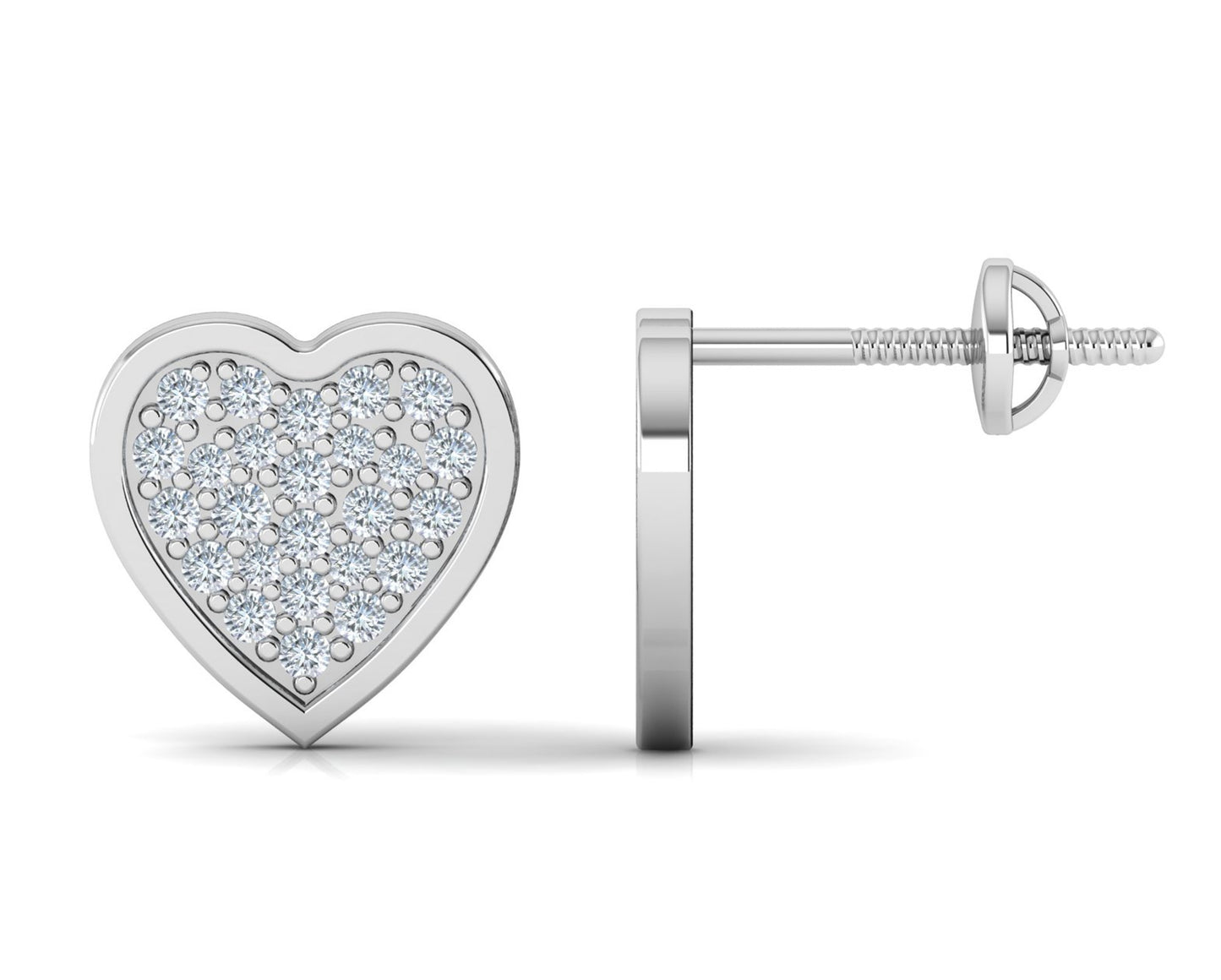 Whisper Love Platinum Heart Stud Earrings
