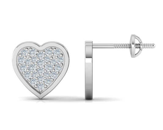 Whisper Love Platinum Heart Stud Earrings