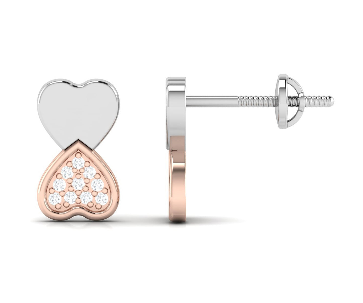 Platinum Love Whisper Two Tone Stud Earrings