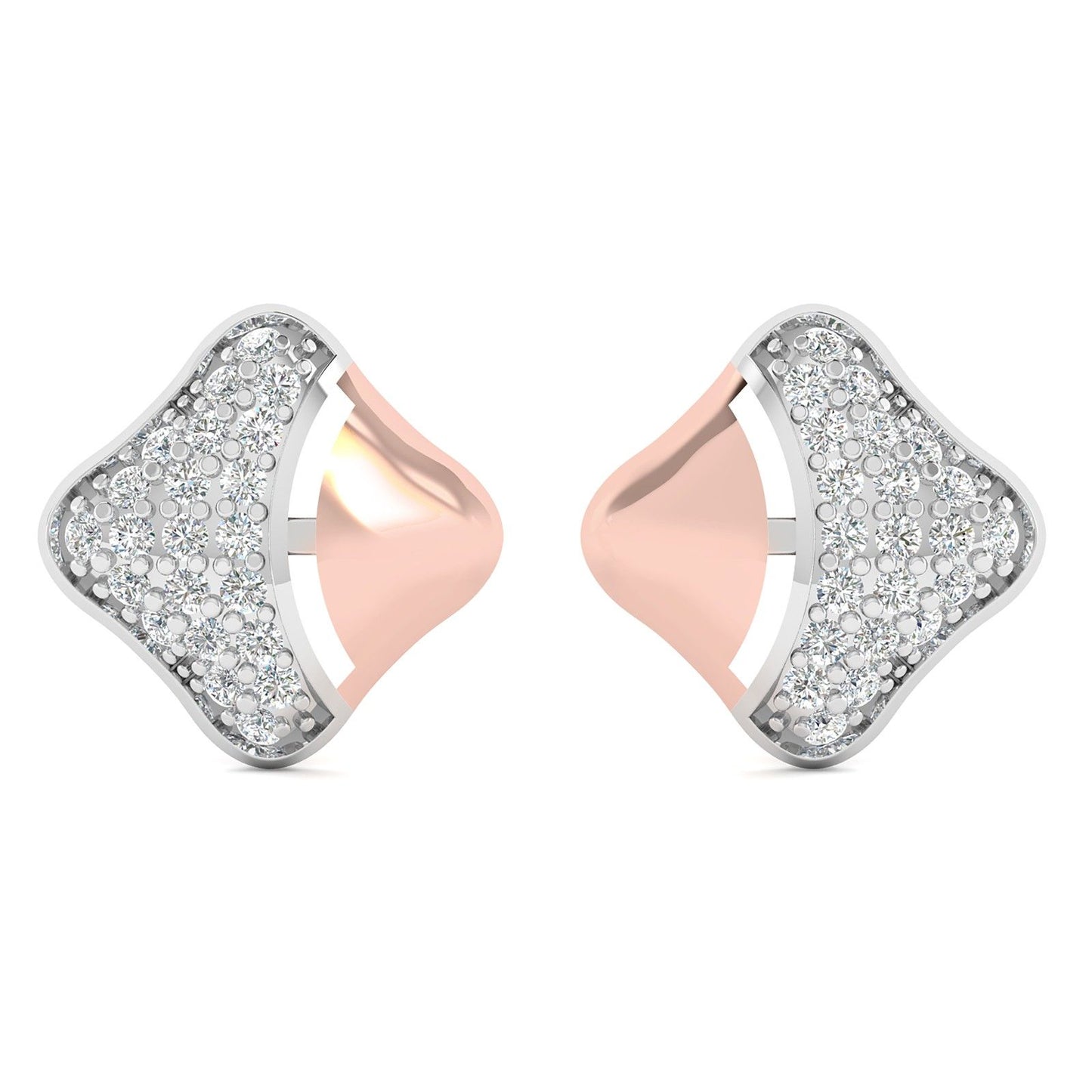 Platinum Charm Two Tone Stud Earrings