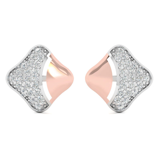 Platinum Charm Two Tone Stud Earrings
