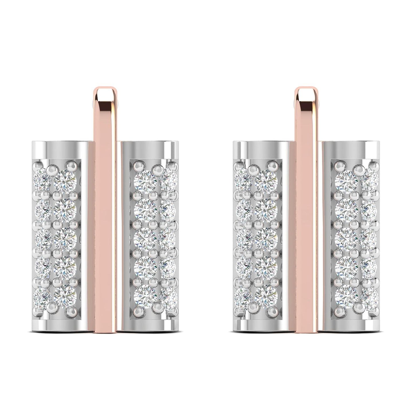 Platinum Glisten Two Tone Stud Earrings