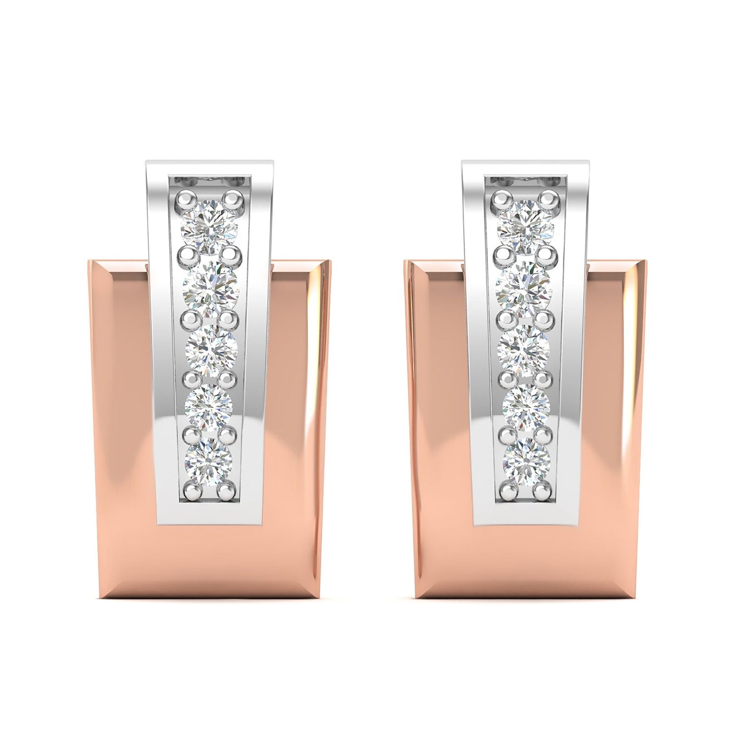 Diamond Grace Two Tone Stud Earrings
