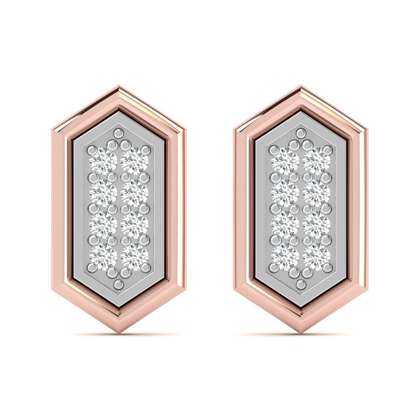 Diamond Echo Two Tone Stud Earrings
