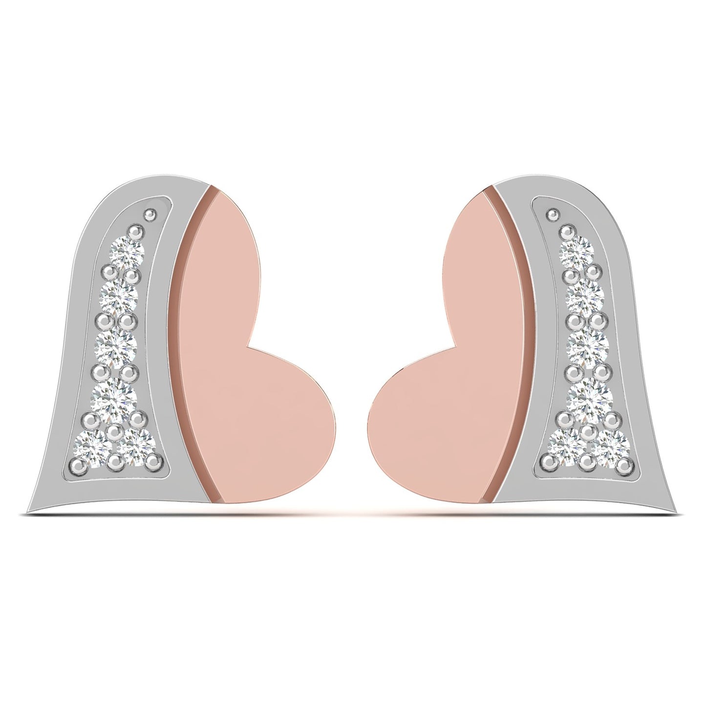 Sparkling Heart Two Tone Earrings