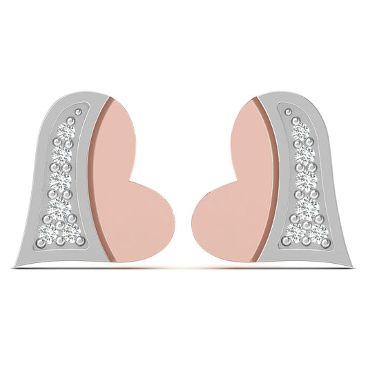 Sparkling Heart Two Tone Earrings