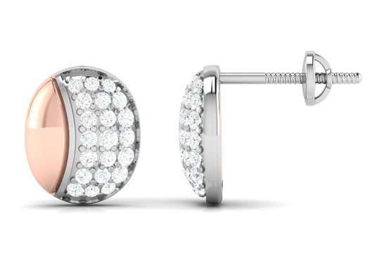 Platinum Elegant Two Tone Stud Earrings