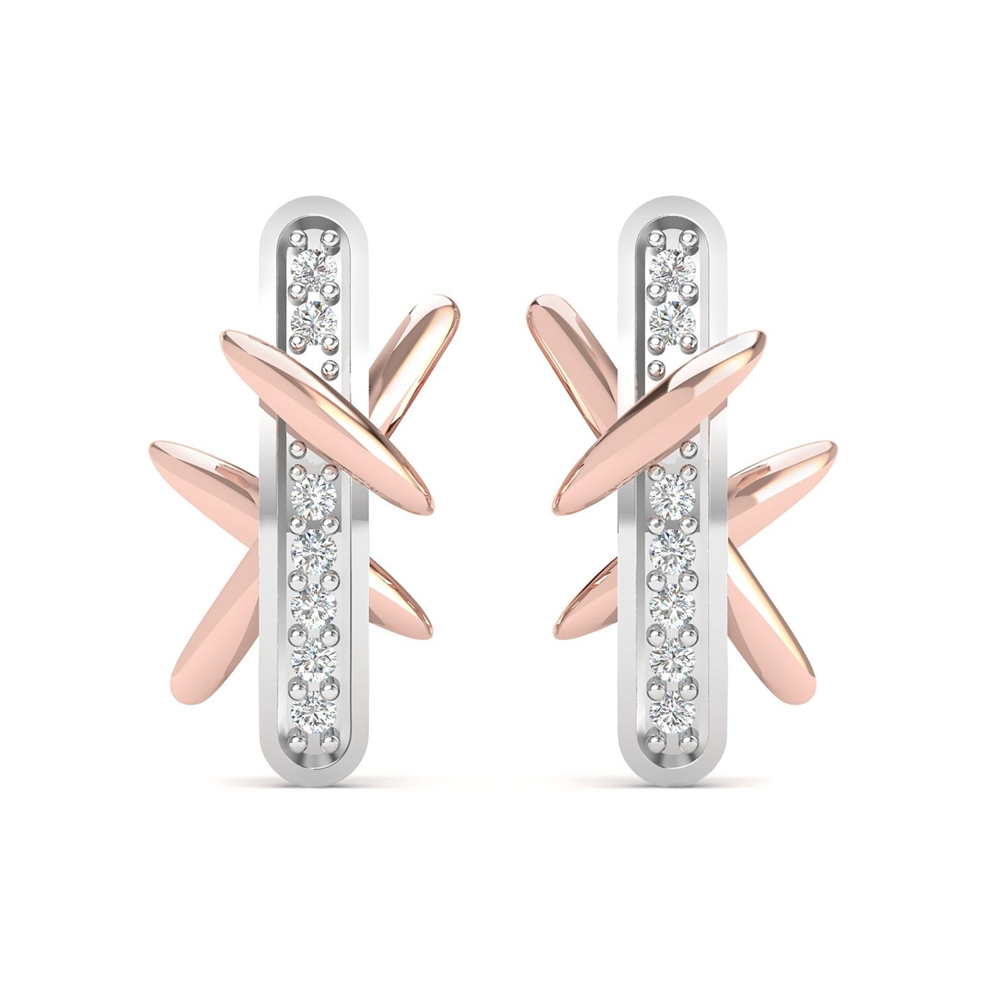Platinum Whisper Two Tone Stud Earrings