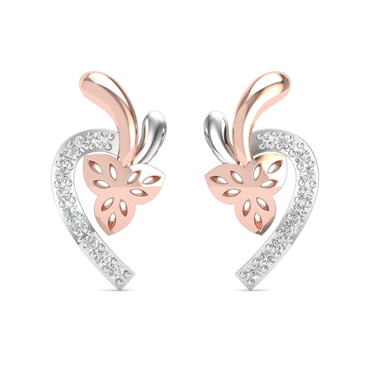 Diamond Radiance Two Tone Stud Earrings