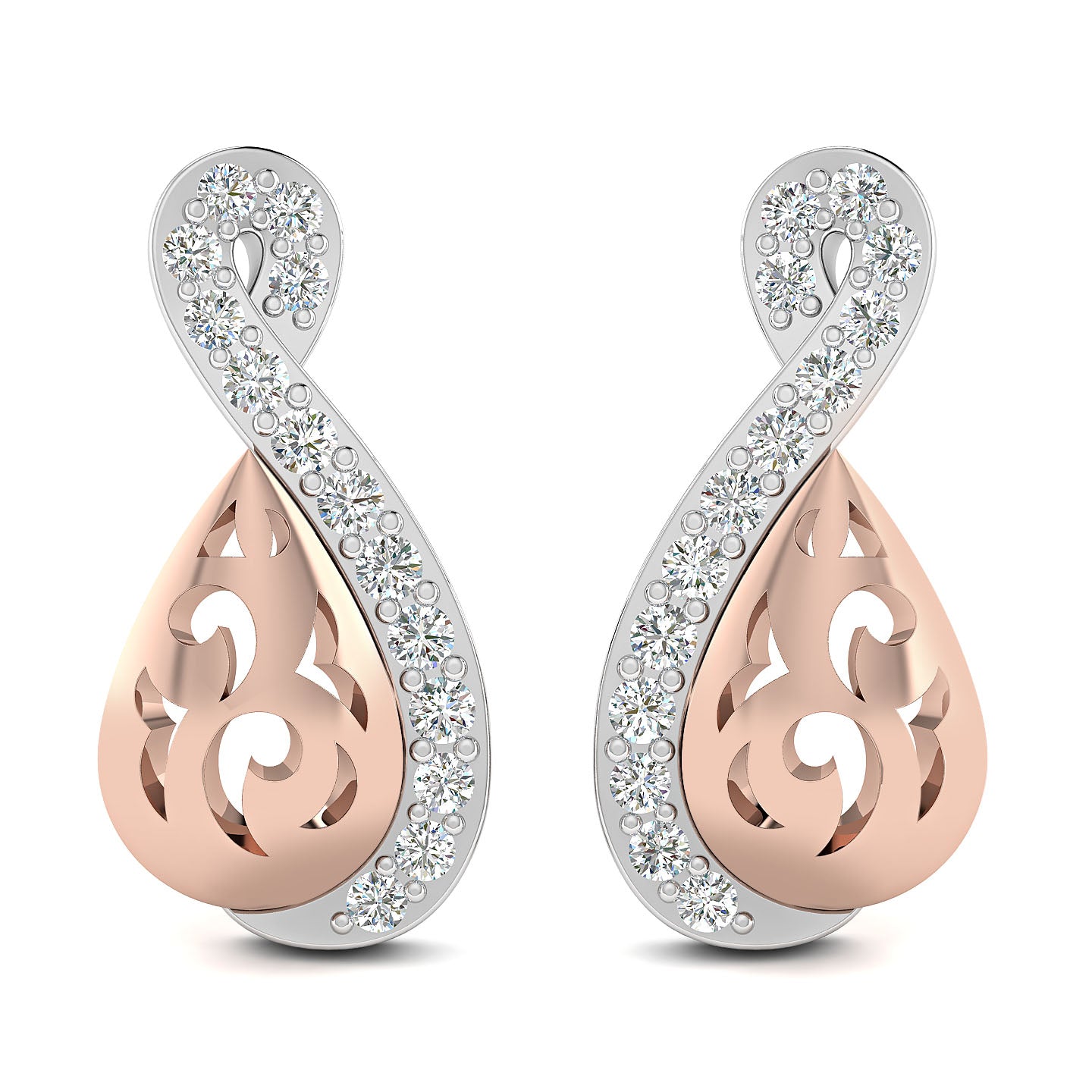 Platinum Aurora Two Tone Stud Earrings