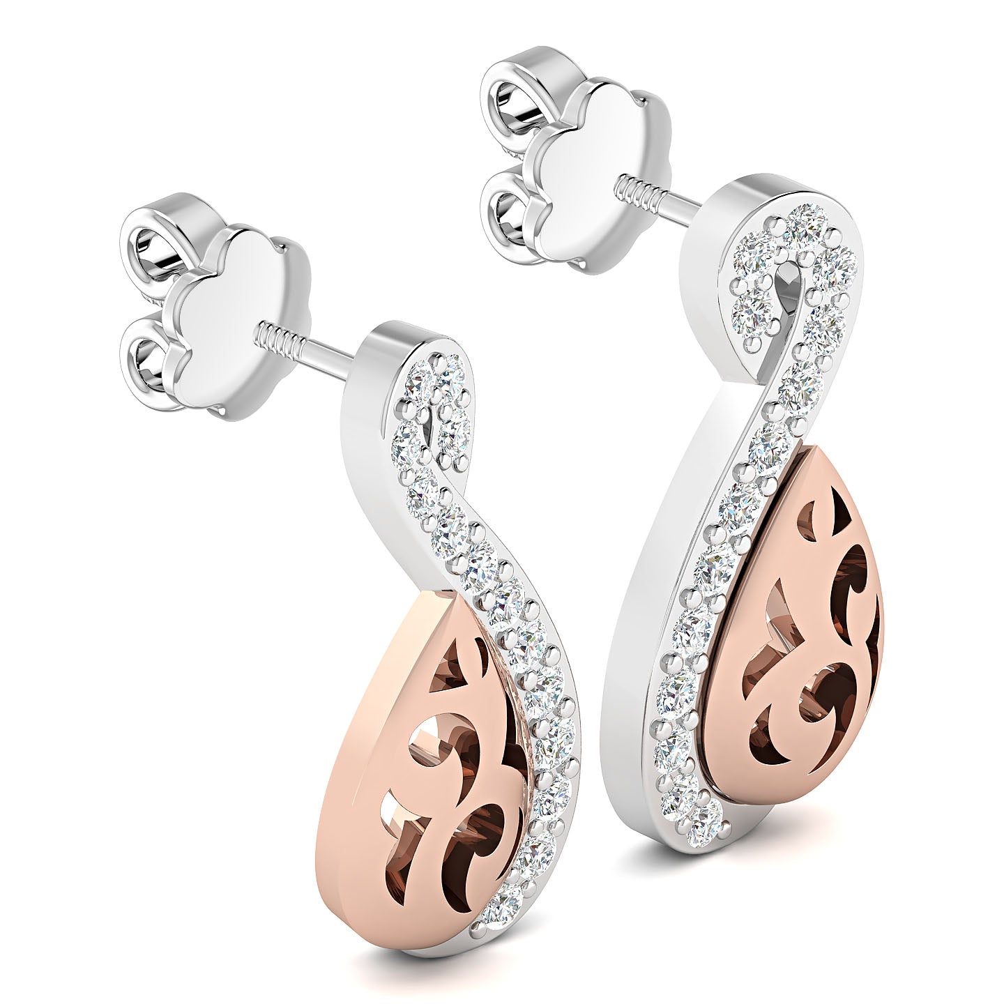 Platinum Aurora Two Tone Stud Earrings
