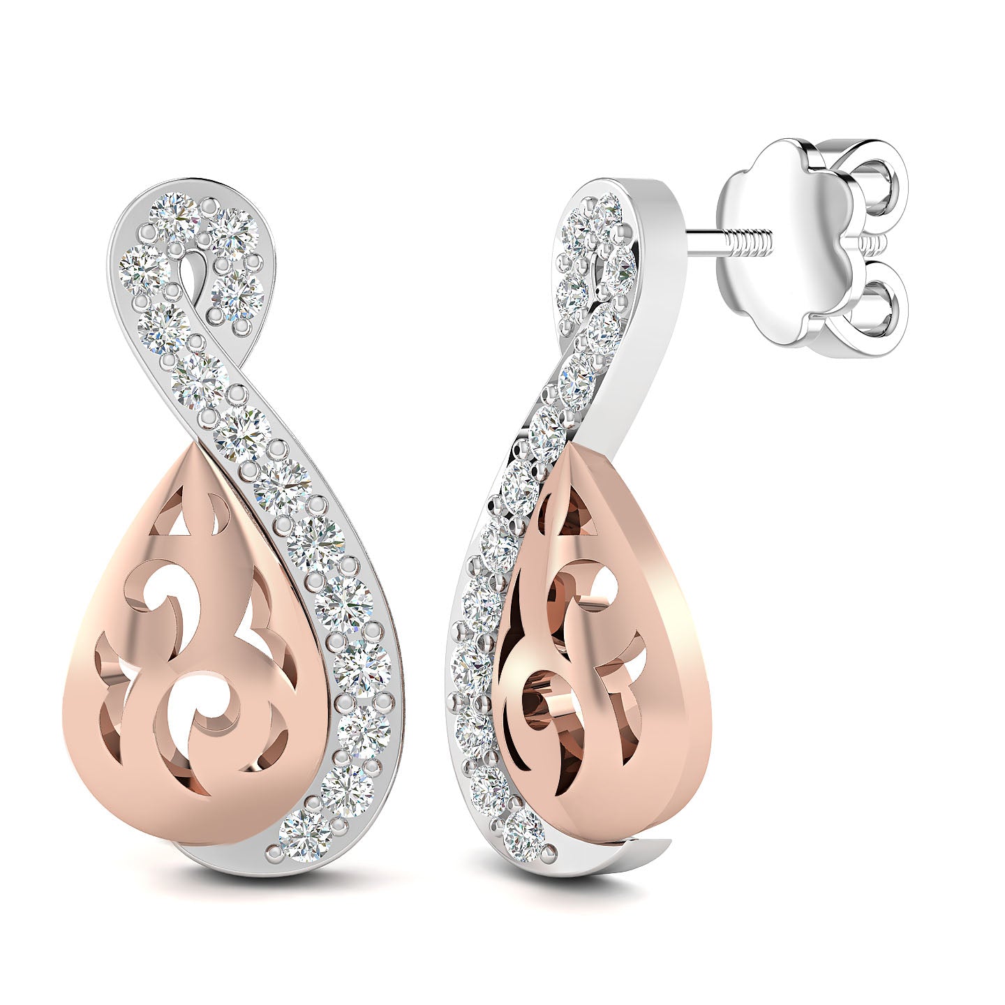 Platinum Aurora Two Tone Stud Earrings