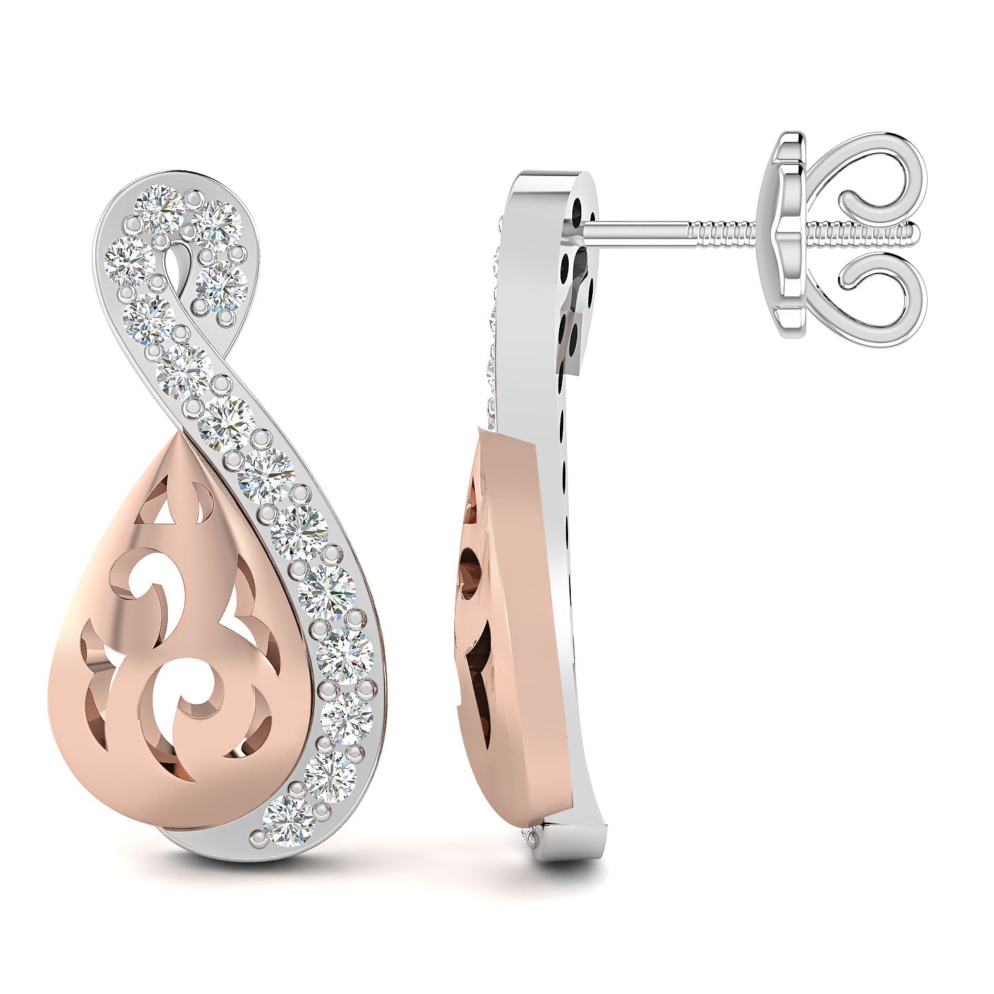 Platinum Aurora Two Tone Stud Earrings