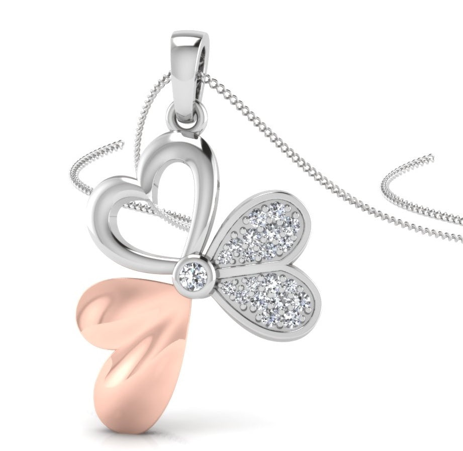 Starlit Love Two Tone Heart Pendant