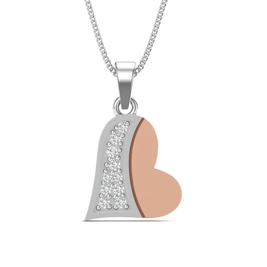 Celeste Diamond Halo Two Tone Heart Pendant